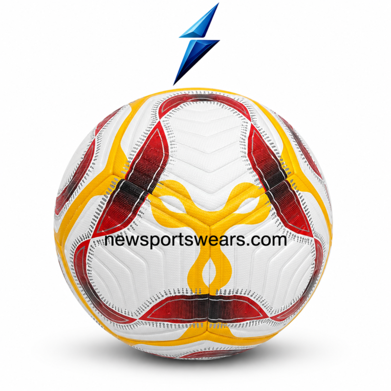 custom team soccer balls OEM from Sialkot manufacturer with white red yellow match style football design