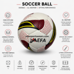 Textured AEFA soccer ball designed for better touch control passing dribbling and shooting practice