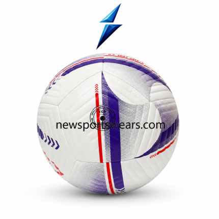 Premium white training football with purple stripes, red accents, molded texture, and modern Strike Zone 2.0 design.