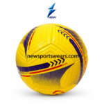 New Sports Wears yellow football with modern graphic pattern, glossy textured surface, and durable training ball design.