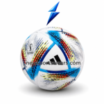 soccer balls custom design wholesale football with blue panel graphics red yellow strokes and black details
