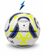 PU soccer ball custom logo wholesale football with white base neon yellow lines and black navy artwork