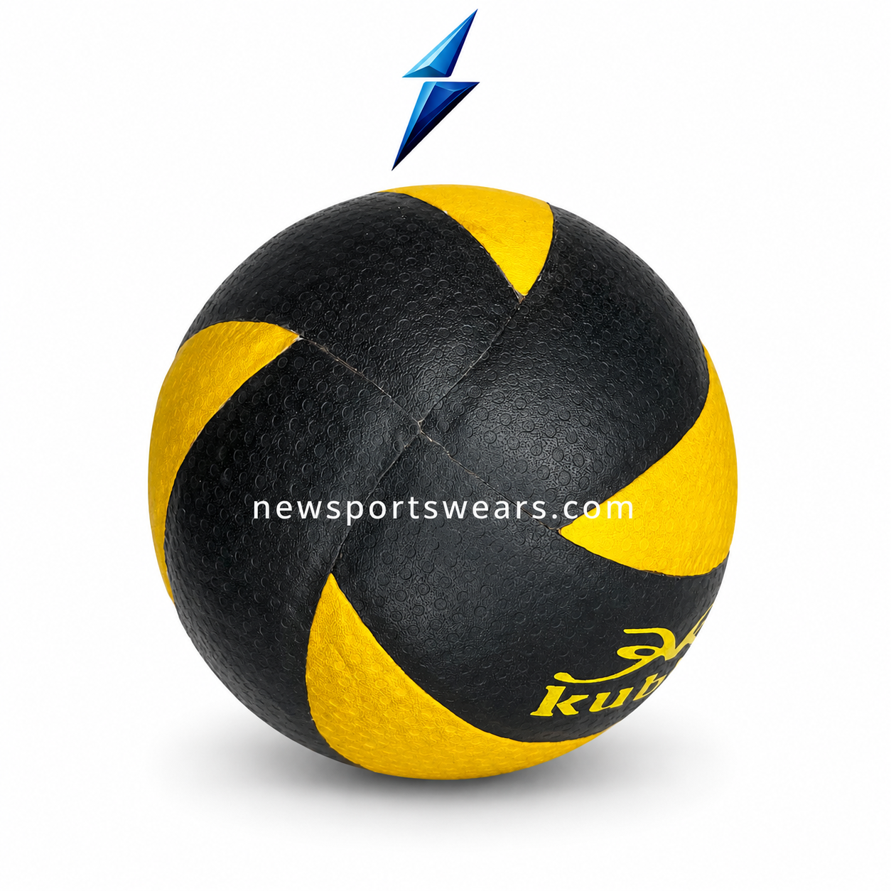 Yellow Black Volleyball Back View with Inflation Details Back view of yellow black volleyball showing inflation details and durable textured surface