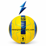 PVC training footballs wholesale from Sialkot manufacturer with bright yellow cover and navy blue panel design