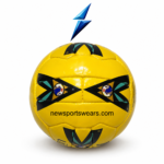 NSW branded yellow soccer ball with black teal pattern and high visibility design