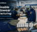 Best sportswears sustainable manufacturing image showing NewSportsWears branding, recycled fabrics, organic cotton cards, eco packaging, and Sialkot factory production.