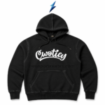 NSW Custom Logo Hoodie black rear view with plain back panel, double-layer hood and grey shoulder stitching by New Sports Wear