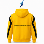 NSW yellow and black pullover hoodie back view with angular sleeve panels and reinforced stitching by NEW SPORTS WEAR