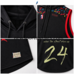 Black Hooded Tank Top with stitched red and blue armhole piping and NSW New Sports Wear branding