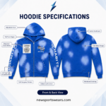 Men’s Zip Up Hoodie NSW New Sports Wear blue hoodie close-up showing statement chest patches and zipper stitching