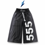 NEW SPORTS WEAR Baggy Shorts back view showing clean washed-black panels, machine stitching and gathered NSW waistband