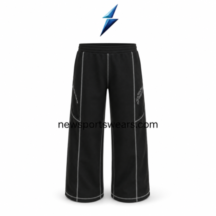 New Sports Wear baggy sweatpants back view with grey vertical seams and curved panels