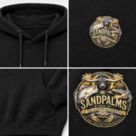 NSW black pullover hoodie with gold wildlife logo on the front chest