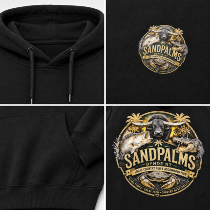 NSW black pullover hoodie with gold wildlife logo on the front chest