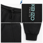 Black Sweatpants for Men elastic waistband and drawstring close-up