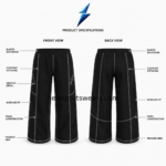 New Sports Wear black wide-leg pants with grey curved panel and contrast stitch detail