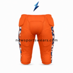 Custom Football Uniforms padded pants rear view with orange seams, side graphics and NSW logo