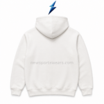 New Sports Wear Custom Printed Hoodies cream back view with paneled hood and ribbed hem