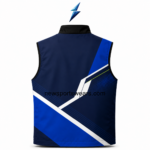 NSW Custom Racing Vest close-up showing the black stand collar, reinforced seams and central zipper