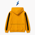NEW SPORTS WEAR Custom Streetwear Hoodie back view with plain yellow panel and black sleeve stripes