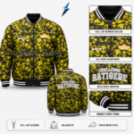 New Sports Wear Graphic Bomber Jacket with alien-head graphics and contrasting chest patches