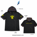 NEW SPORTS WEAR Graphic hooded black shirt with yellow king basketball chest artwork