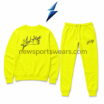 NSW Sweatsuit Set in neon yellow with black graphics by NEW SPORTS WEAR