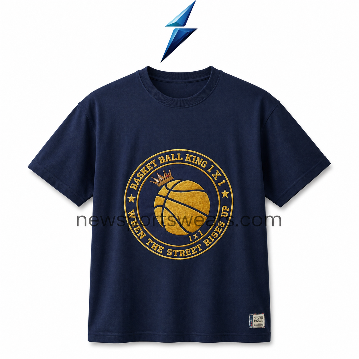 new-sports-wear-graphic-t-shirt-plain-navy-back NEW SPORTS WEAR graphic t shirt with a clean plain navy back