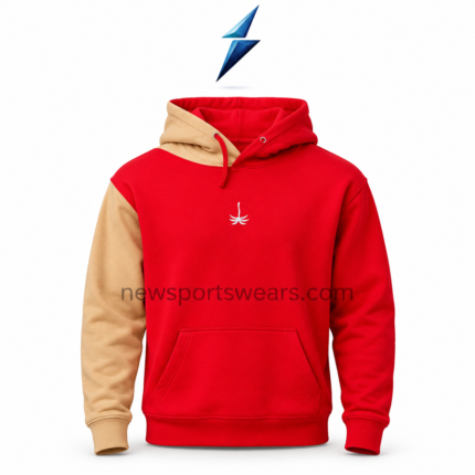 Streetwear Hoodie New Sports Wear red hoodie with small white embroidered chest emblem