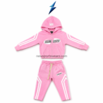 NSW Kids tracksuit in pink with zip hoodie, matching joggers and white stripe details