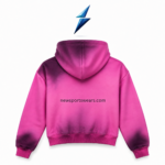 NEW SPORTS WEAR pink cropped hoodie back with structured hood and plum gradient finish