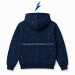 NEW SPORTS WEAR navy Rhinestone Hoodie with split pockets and reinforced stitching