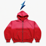 NEW SPORTS WEAR red and pink Rhinestone tracksuit hoodie with full zipper and silver studded pockets