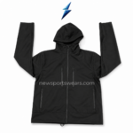 NSW Softshell Jacket showing black fabric and reinforced seam details