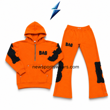NEW SPORTS WEAR women’s hoodie and pants set with stitched kangaroo pocket and silver studs