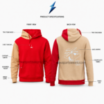New Sports Wear streetwear hoodie with tan back, red sleeve and white palm-tree graphic