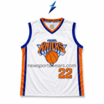NEW SPORTS WEAR wholesale basketball uniforms with sleeveless white jersey, contrast trim, and matching number