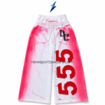 New Sports Wear Women’s Wide Leg Sweatpants back view with a clean white center and pink airbrushed outer legs