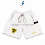 NEW SPORTS WEAR white hooded top with yellow and black basketball shield placement
