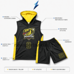 NSW Basketball Jersey and Shorts Set detail grid showing hood lining seams printing and waistband