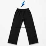 NSW Black Baggy Sweatpants front view with white flame and three-star graphics