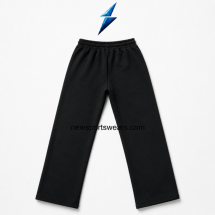 NSW Black Baggy Sweatpants front view with white flame and three-star graphics