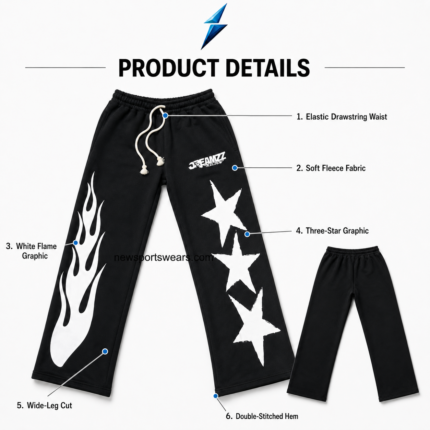 NSW Black Baggy Sweatpants waistband close-up with cream drawstring and distressed logo