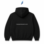 New Sports Wear black graphic hoodie for men showing printed front and plain black back