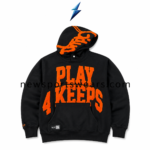 NSW New Sports Wear Graphic Hoodie in black with orange textured front artwork