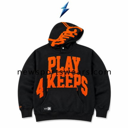 NSW New Sports Wear Graphic Hoodie in black with orange textured front artwork