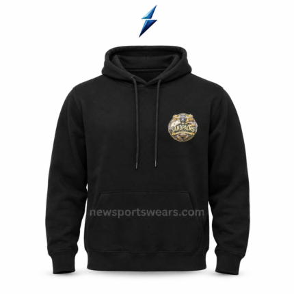 NSW black pullover hoodie front view with small wildlife chest logo