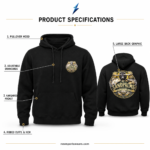 NSW black pullover hoodie with buffalo fish crocodile and crab back print
