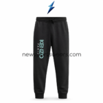 Black Sweatpants for Men front view with mint leg graphic and NSW branding