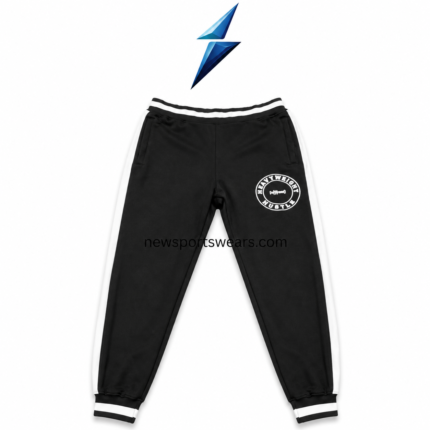 NSW Men’s Tracksuit Set in black with white side stripes by NEW SPORTS WEAR